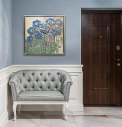 "Hydrangea Blues, " Abstract Floral Encaustic Painting