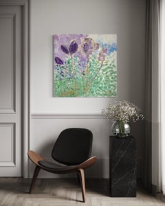 "Iris Last Stand IV" Abstrahierte florale Enkaustikmalerei