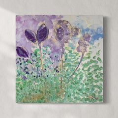 "Iris Last Stand IV" Pittura floreale astratta ad encausto