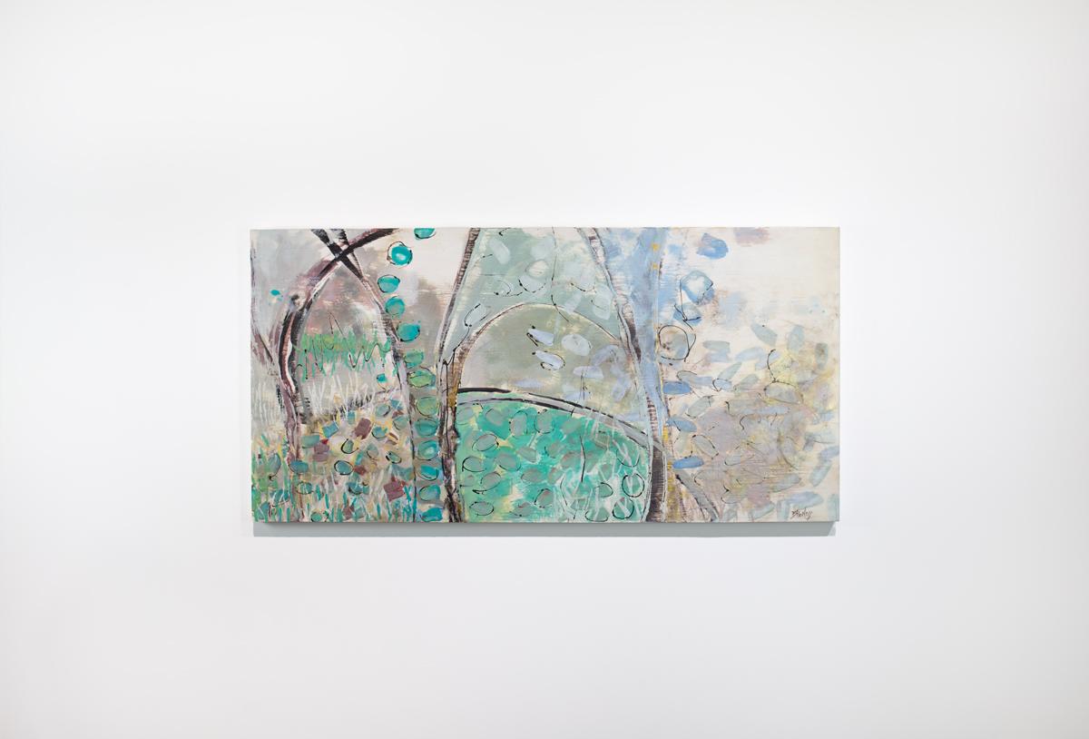 Linda Bigness Abstract Painting - "Nature's Path" Abstract Encaustic Painting