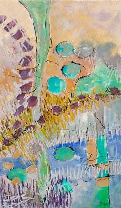 "River Walk" Abstract Encaustic Painting