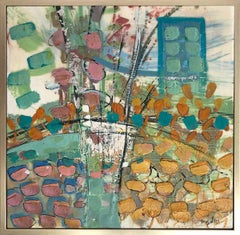 "Rooftop Gardens, " Abstract Encaustic Painting