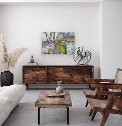 "Three Trees, " Abstract Encaustic Painting