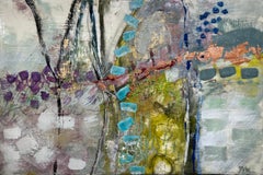 "Three Trees," Abstract Encaustic Painting