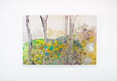 Peinture à l'encaustique abstraite « Trois arbres III »