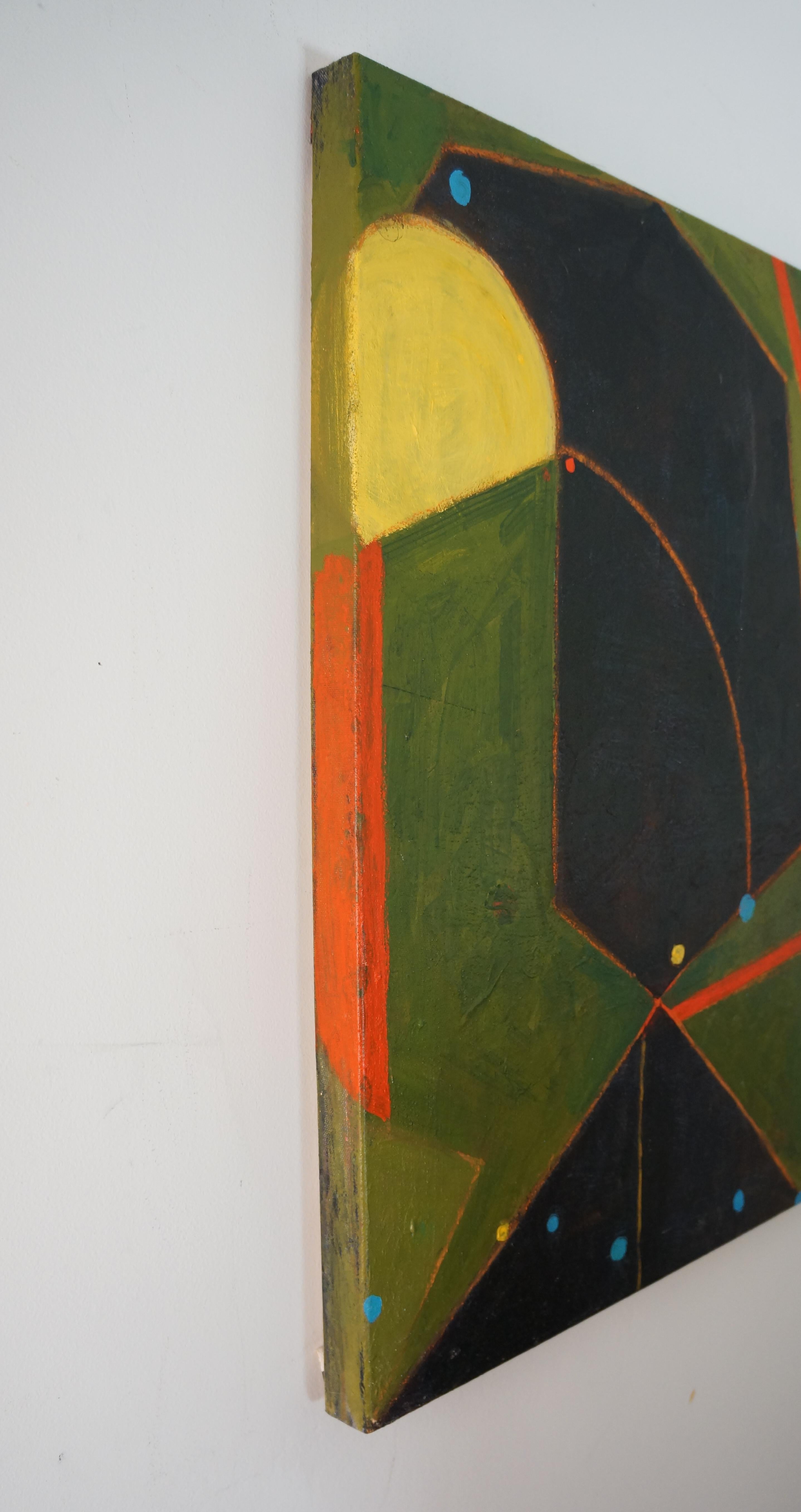 <p>Artist Comments<br>Artist Linda Cassidy employs organically composed geometric forms in an alluring abstract. She explores a playfulness inherent in the saturated color and the mixture of fluid and geometric forms that results in harmonic unity.