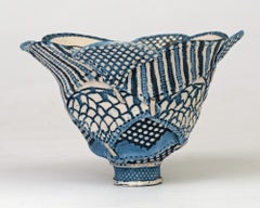 Linda Chew Studio Pottery Patterned Textile Porcelain Bowl