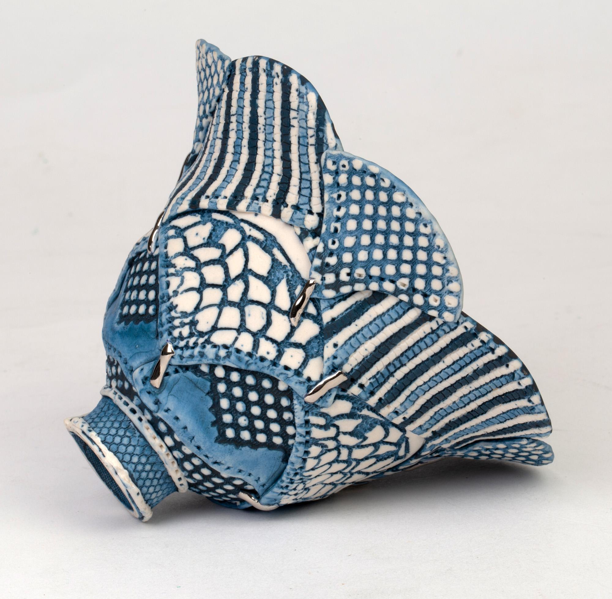 English Linda Chew Studio Pottery Patterned Textile Porcelain Bowl