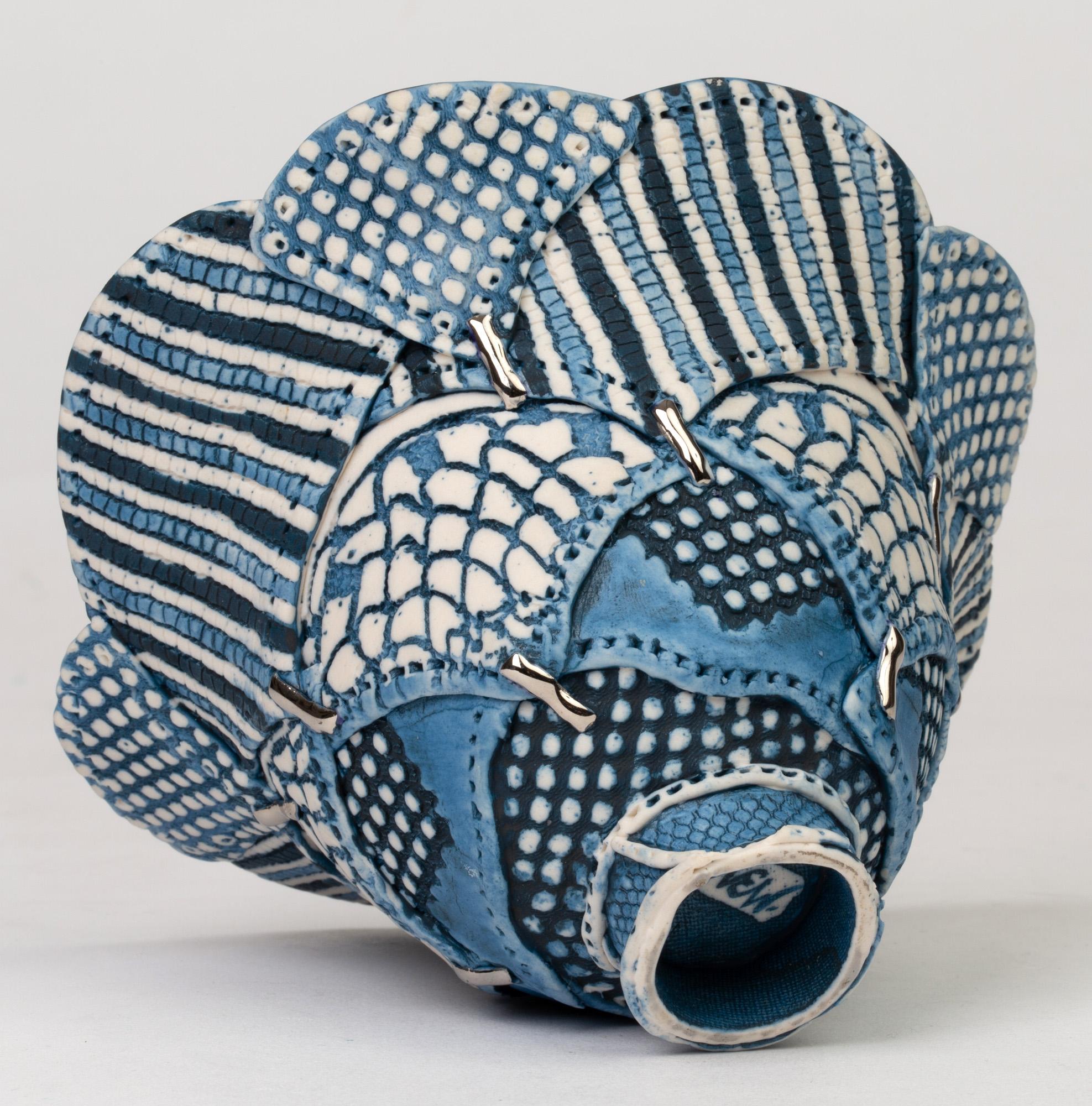20th Century Linda Chew Studio Pottery Patterned Textile Porcelain Bowl