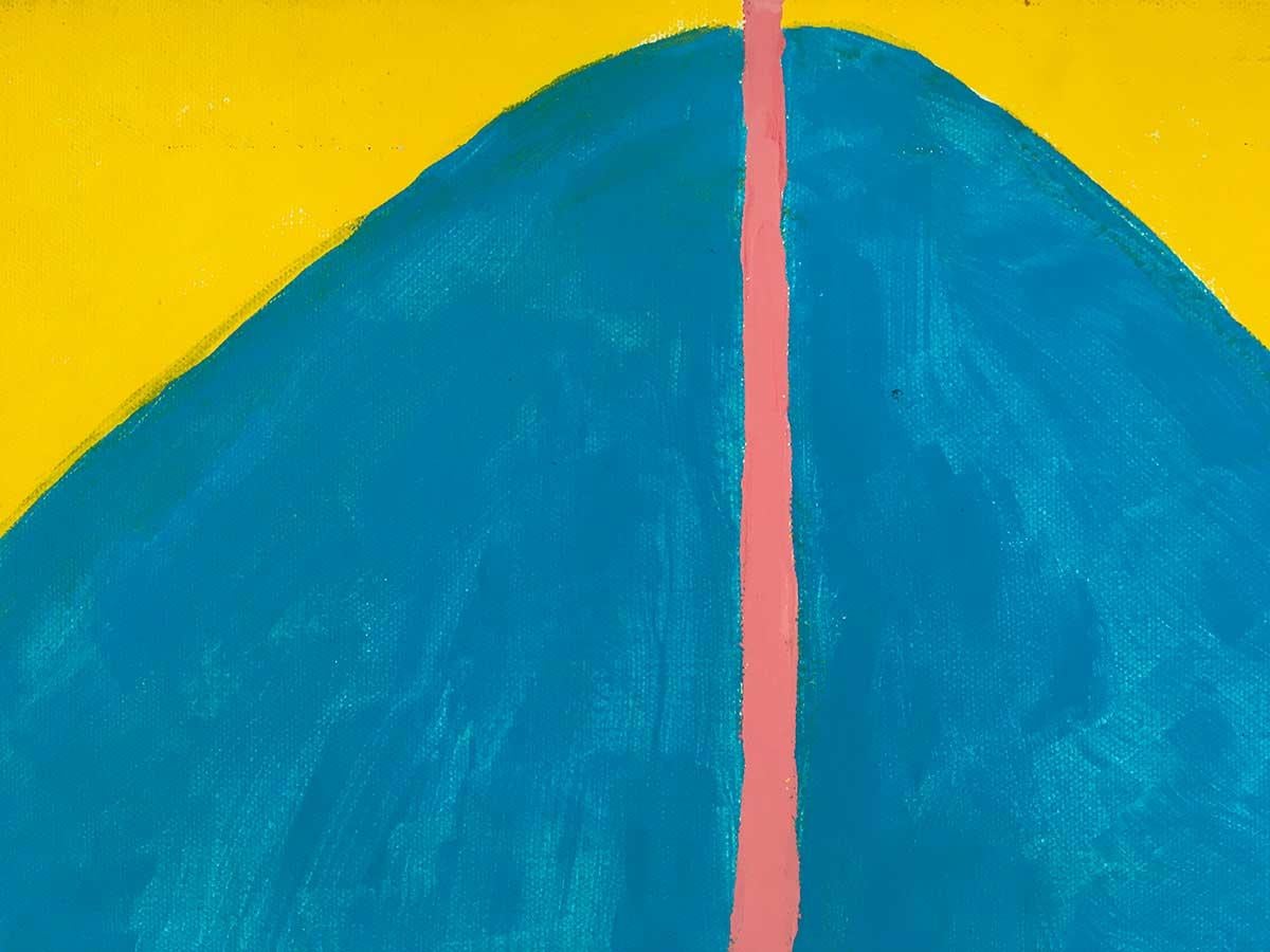 « Abstract Blue Balls » de Linda Chrysler, peinture acrylique sur toile - Beige Abstract Painting par Linda Chrysler 
