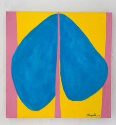 « Abstract Blue Balls » de Linda Chrysler, peinture acrylique sur toile