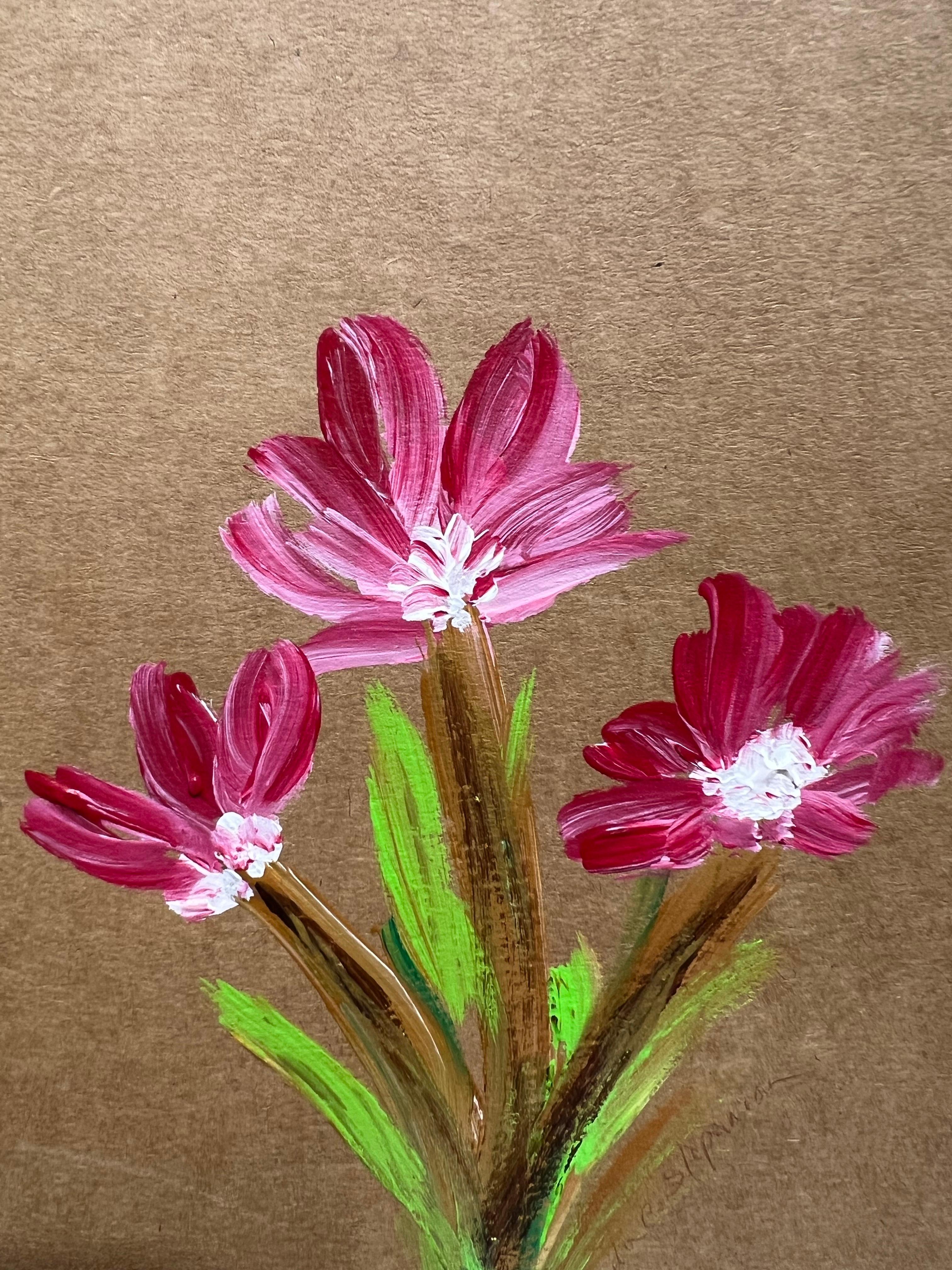 The Little Bloom Book, Zeitgenössische Kunst. (Braun), Still-Life Painting, von Linda Civanyan Stepanian