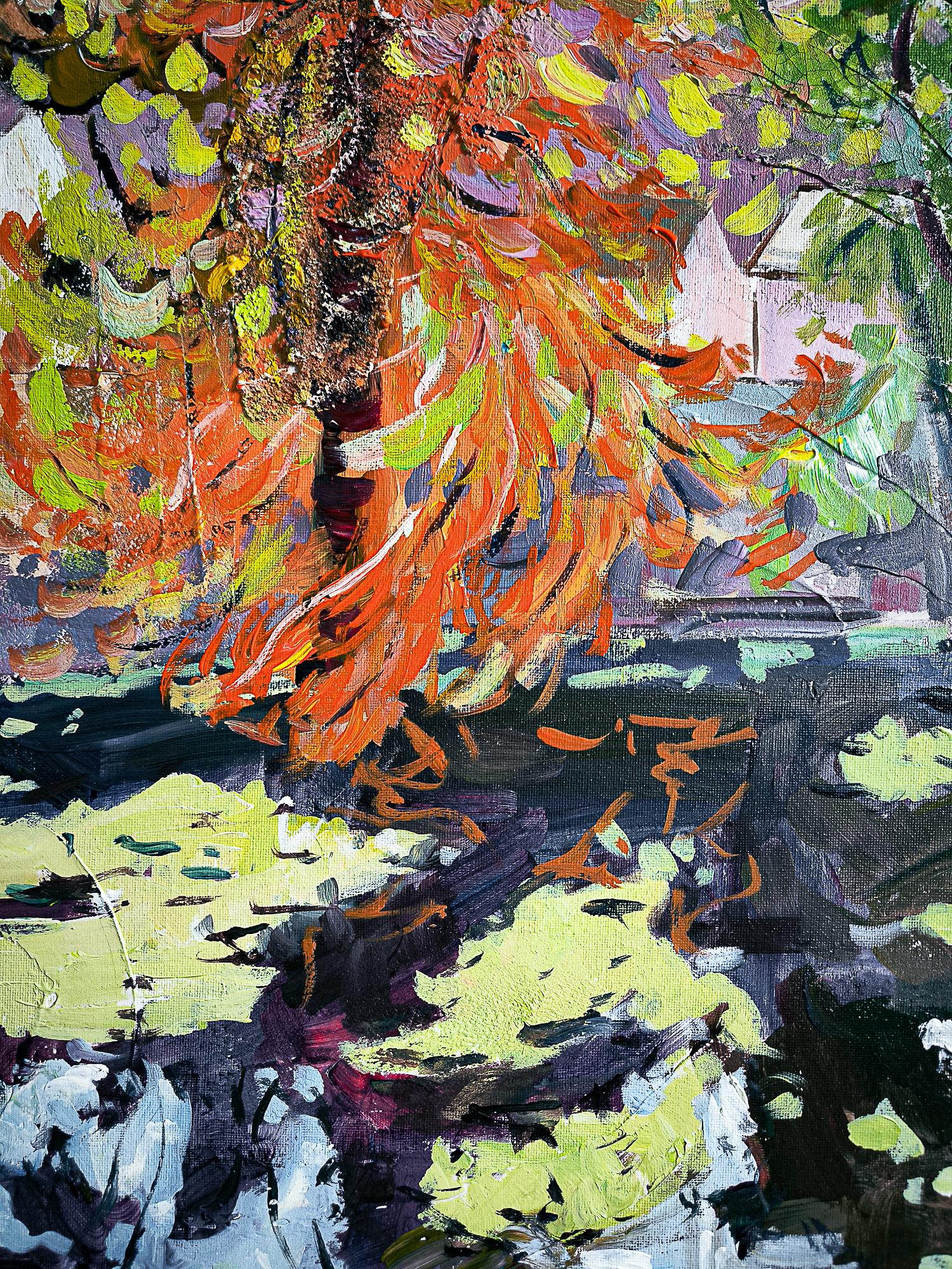 Una impresión otoñal de Sully-sur-Loire - Painting de  Linda Clerget