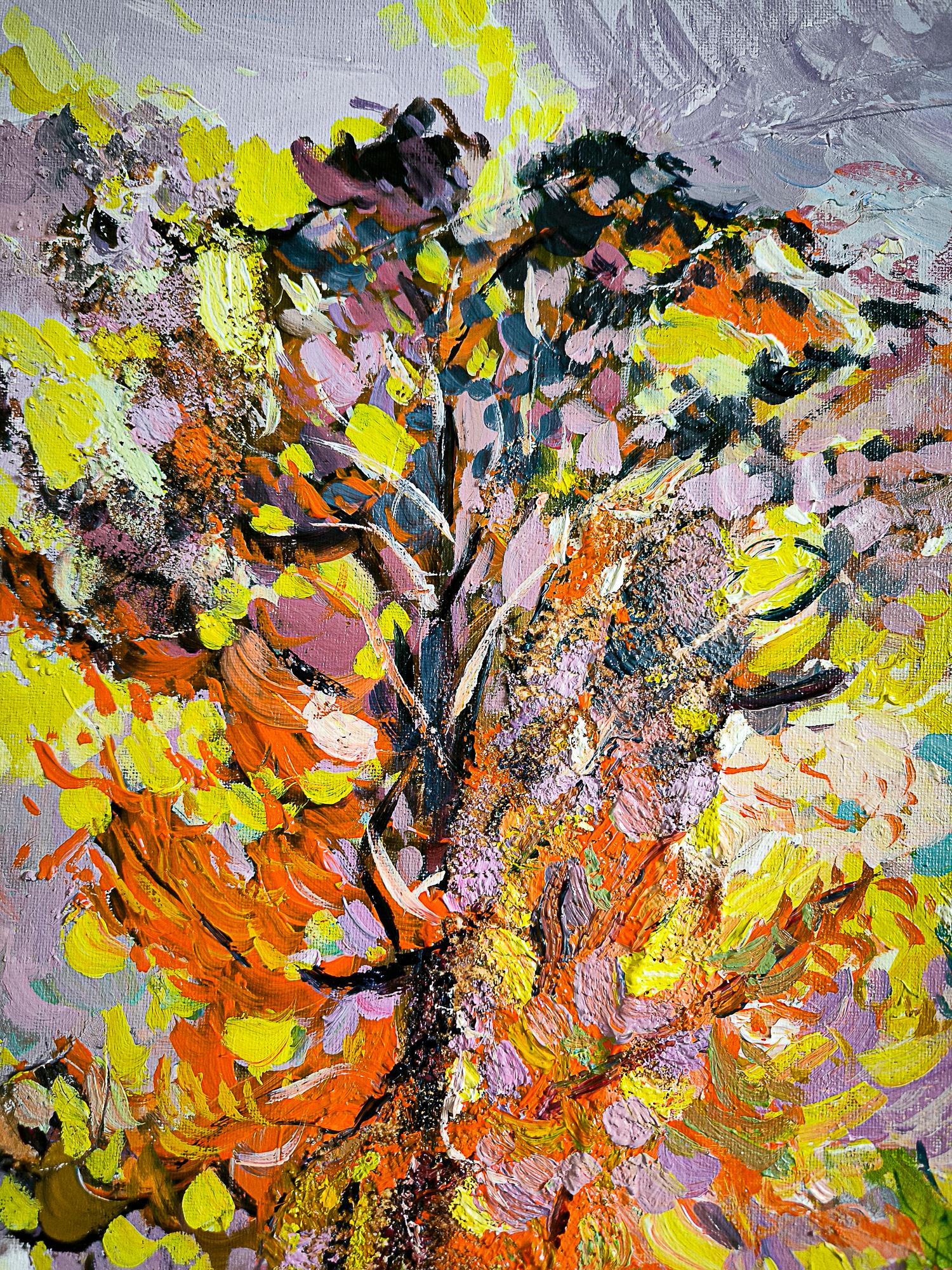 Una impresión otoñal de Sully-sur-Loire - Painting Impresionista abstracto de  Linda Clerget