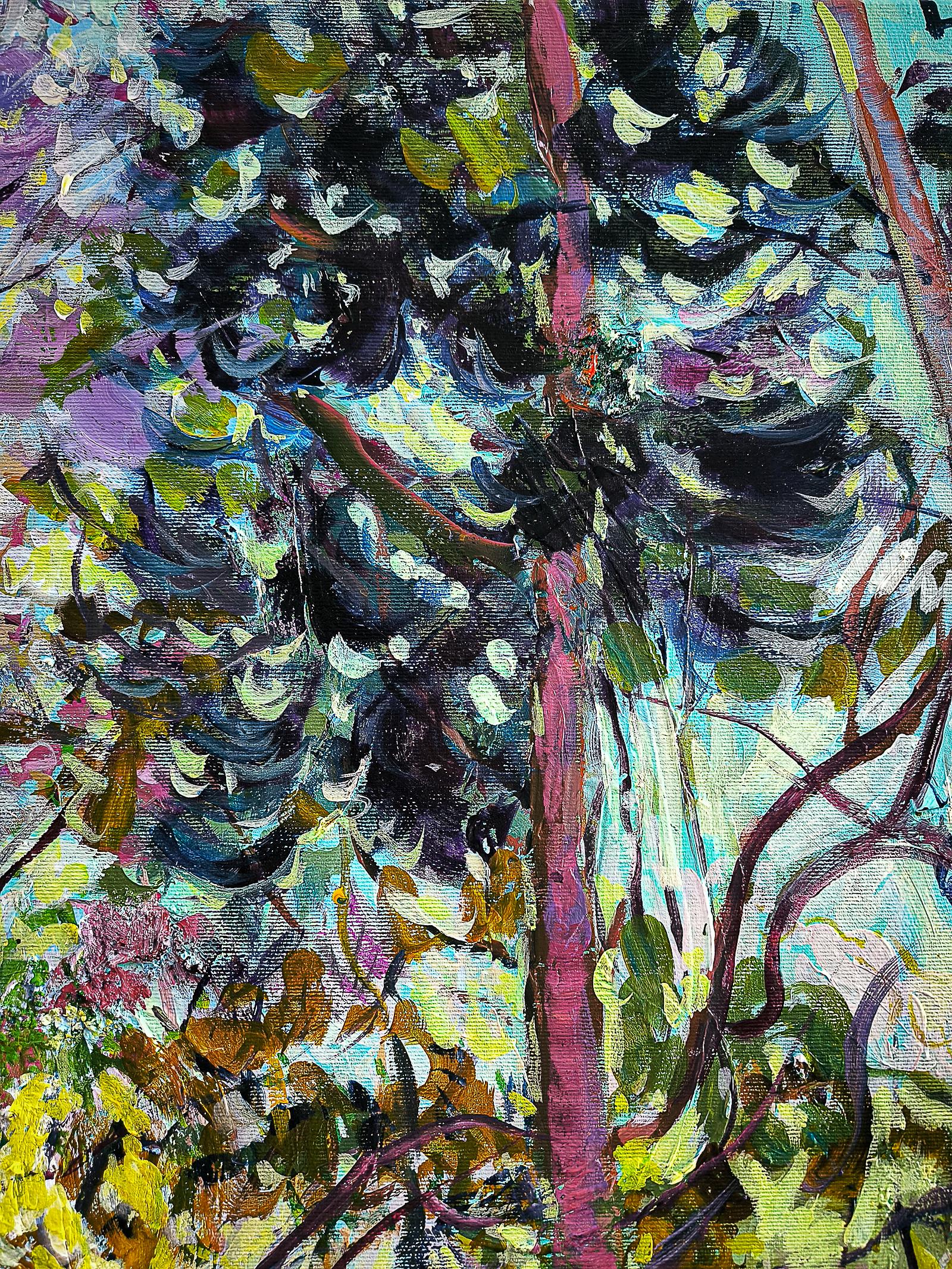 Inizio dell'autunno - Landscape Painting Grigio di  Linda Clerget