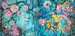 Trip floral bleu