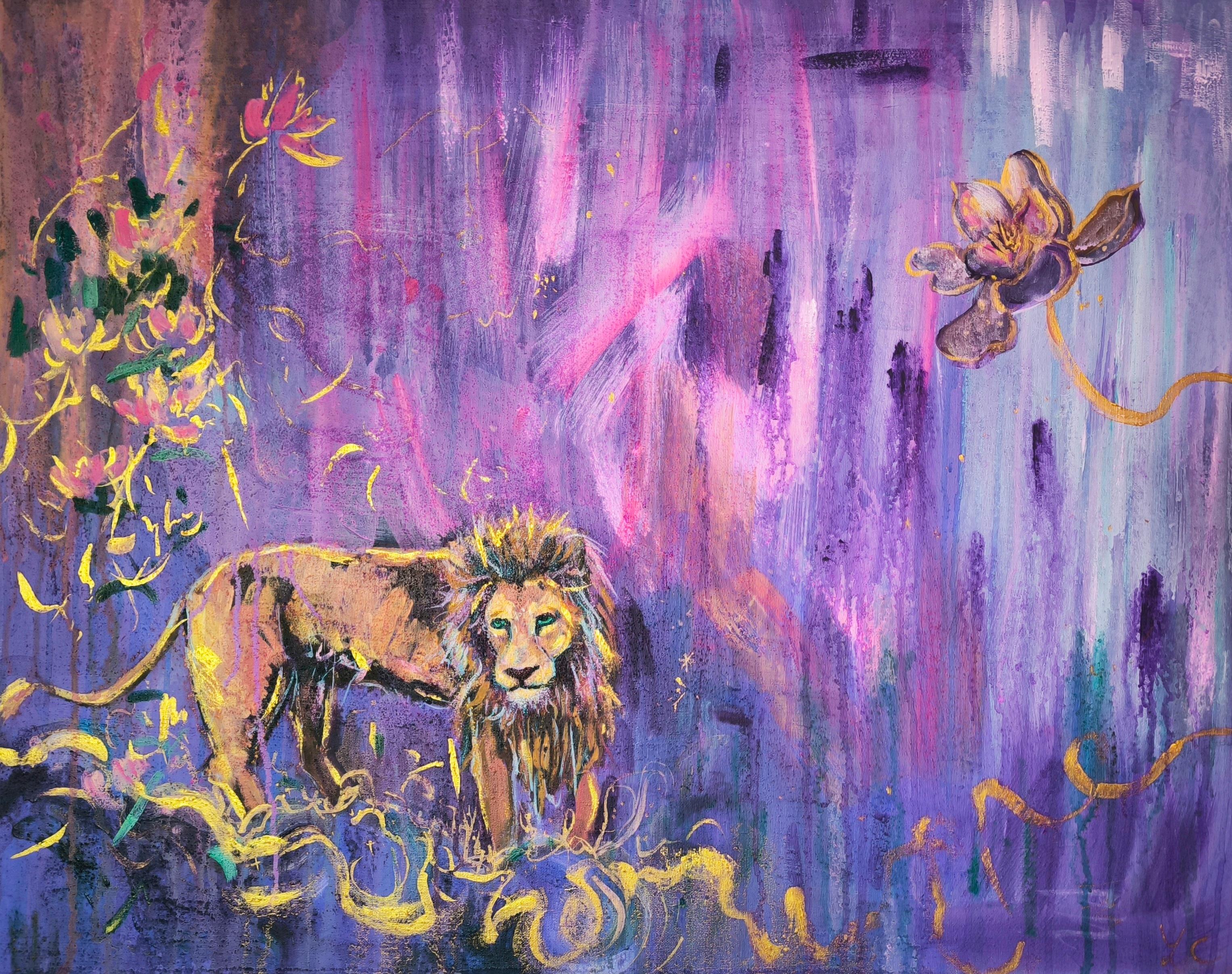 Cosmic Bird & The Guardian - Animal Painting Viola di  Linda Clerget
