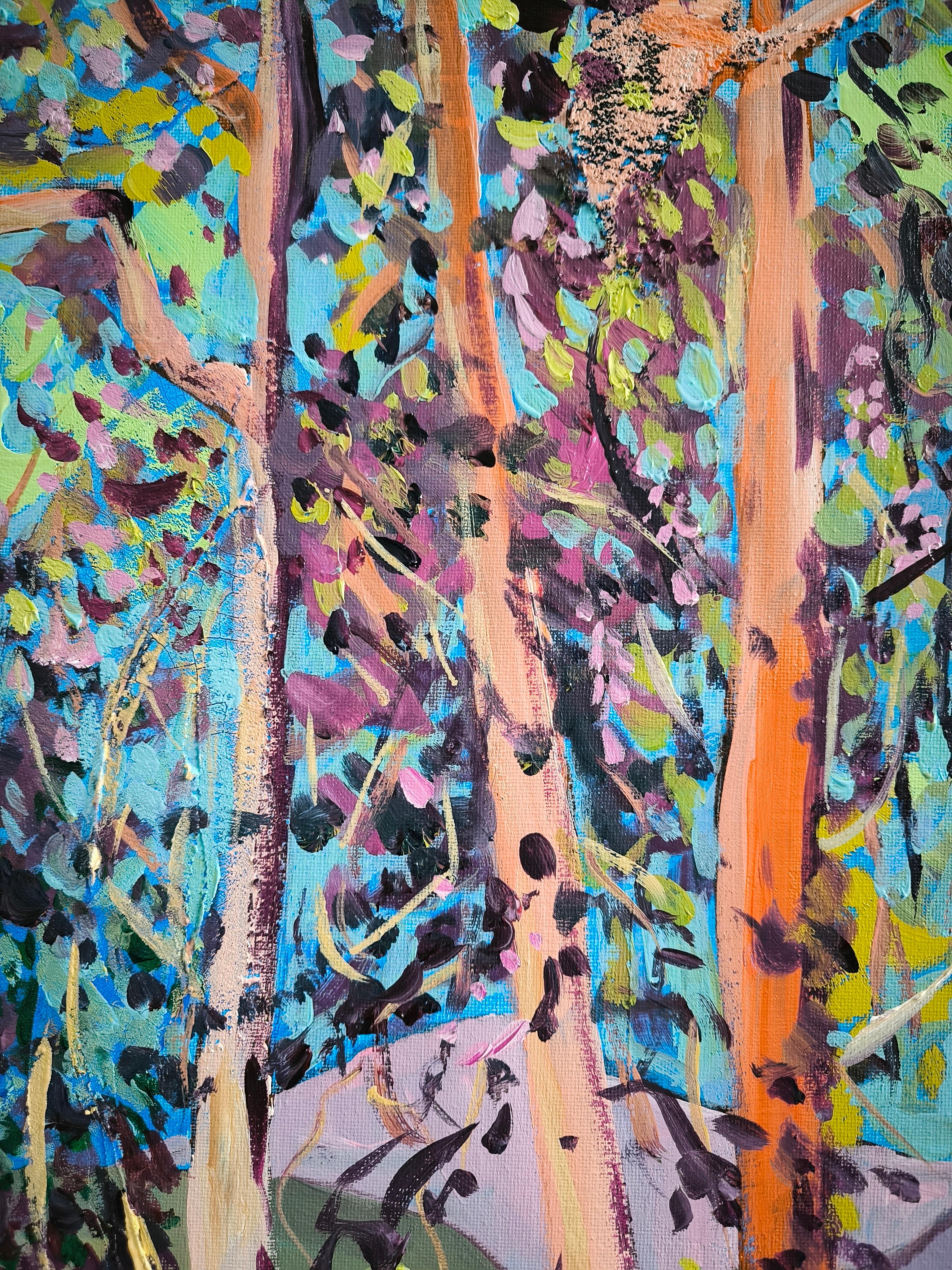 Paysages français rêveurs - Beige Abstract Painting par  Linda Clerget