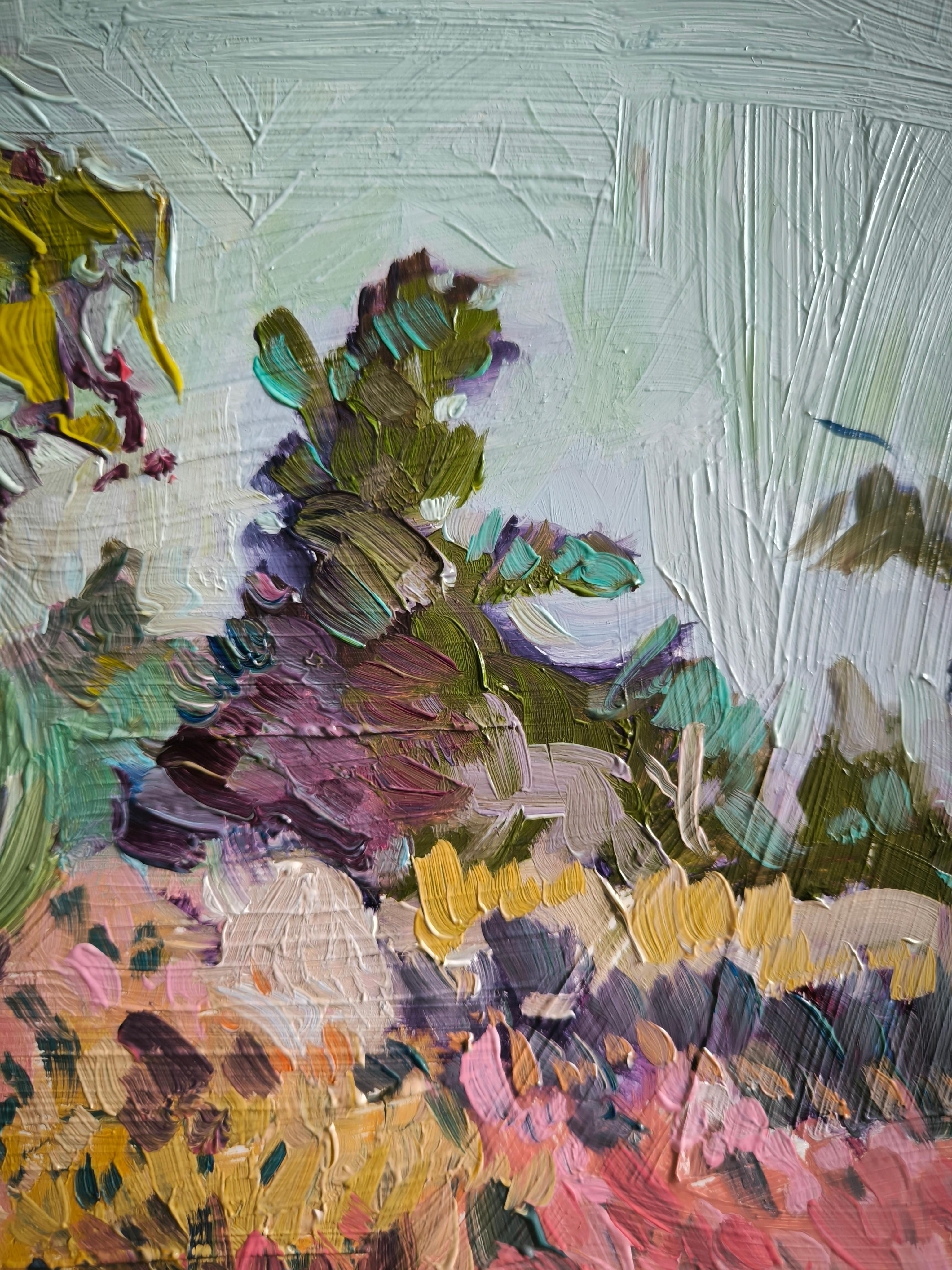 Fin de verano Fontainebleau - Landscape Painting Marrón de  Linda Clerget