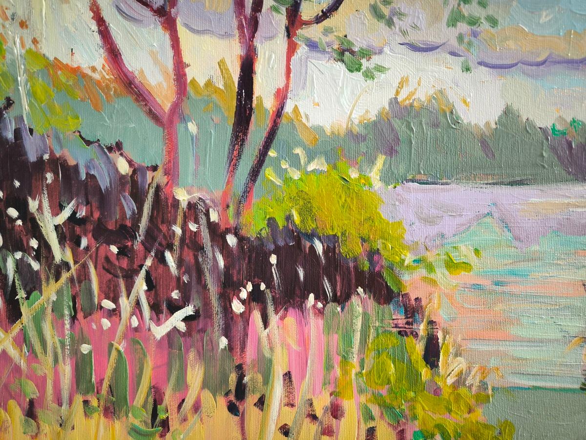 Étang de la Clarette in Grez-sur-Loing (Impressionismus), Painting, von  Linda Clerget