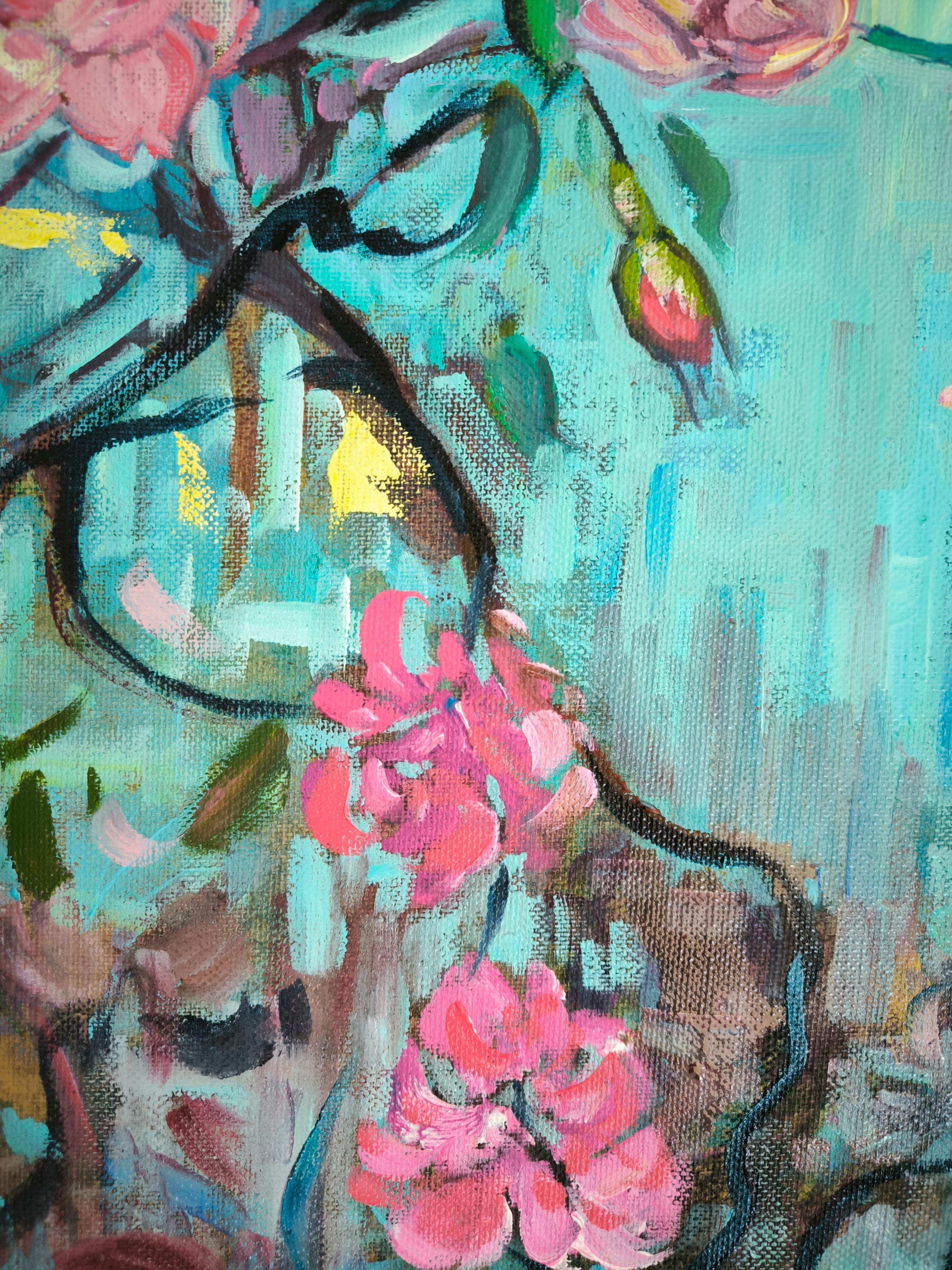 Eternidad fugaz - Still-Life Painting Azul de  Linda Clerget