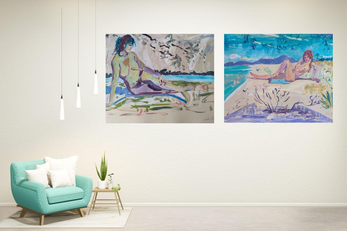  Linda Clerget Nude Painting – Harmony der Einsamkeit