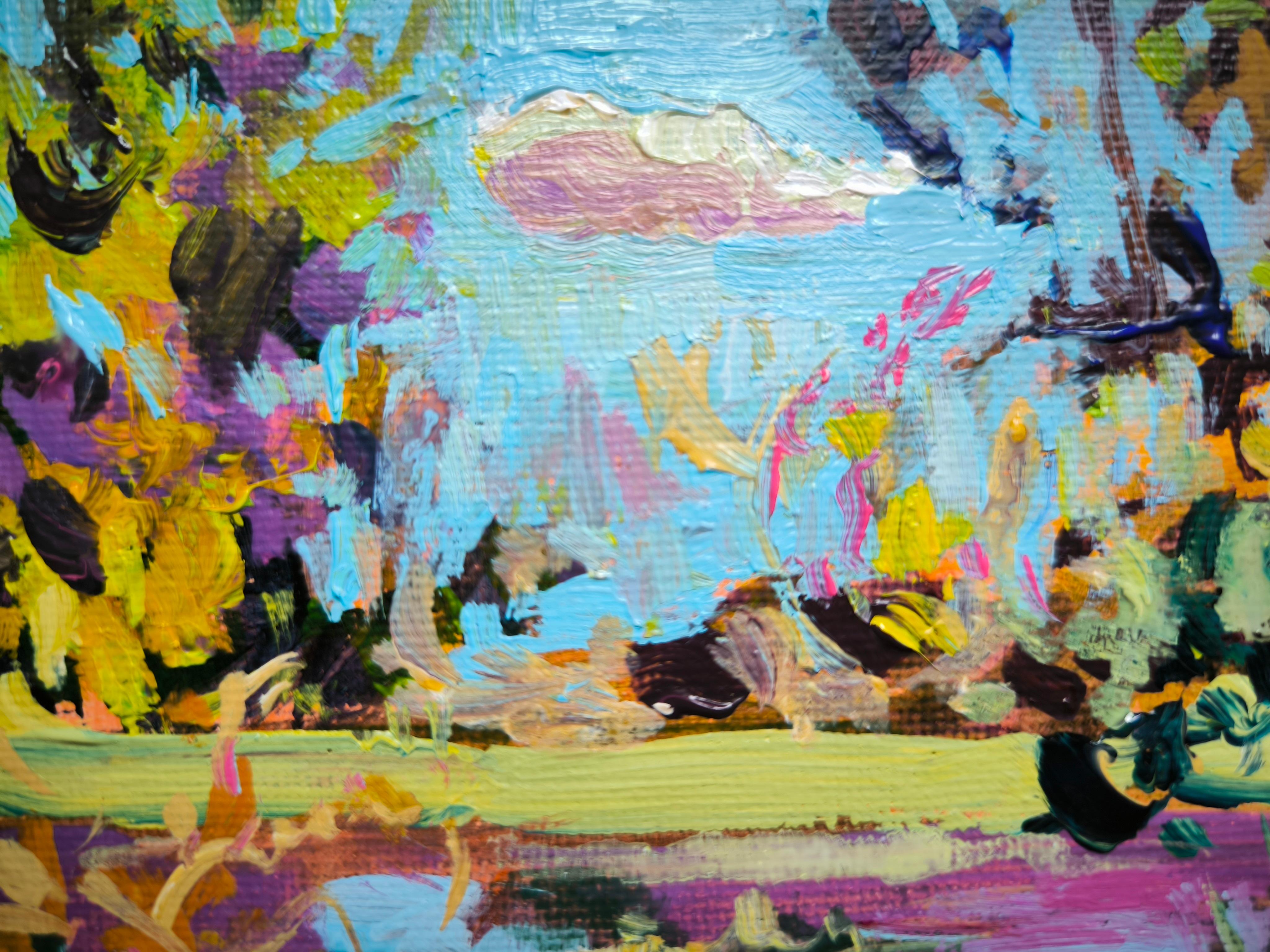 Introspection par l'eau - Gris Abstract Painting par  Linda Clerget