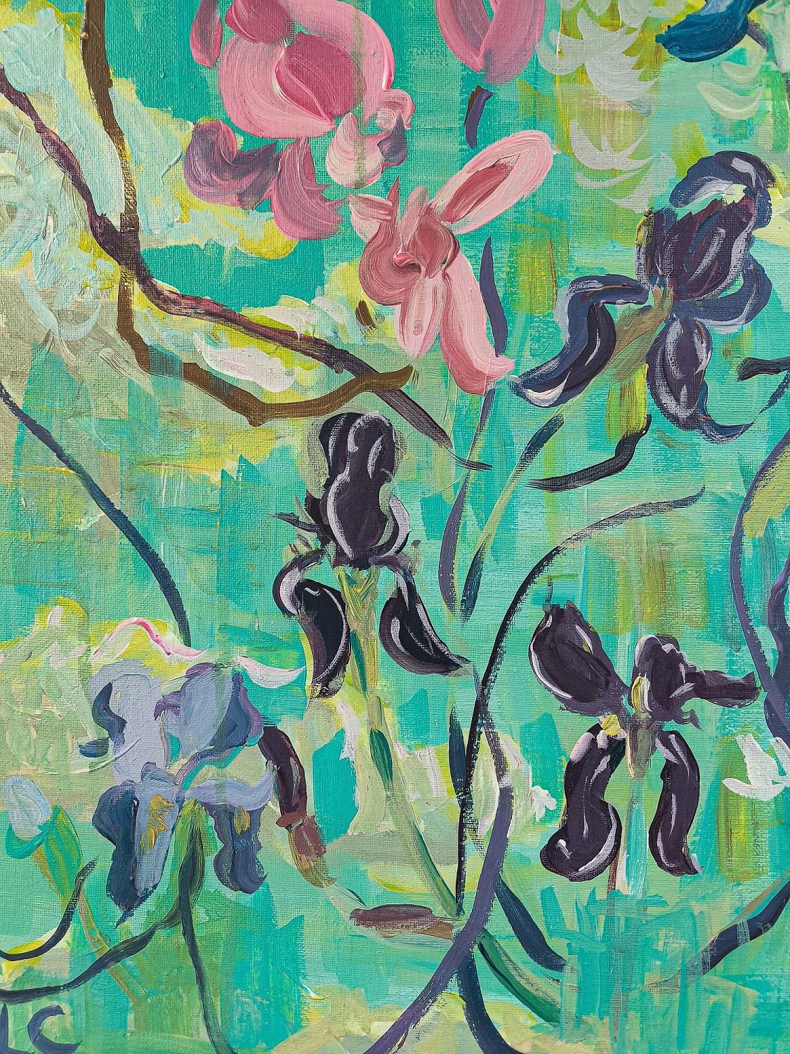 Les iris fleurissent aussi - Painting de  Linda Clerget