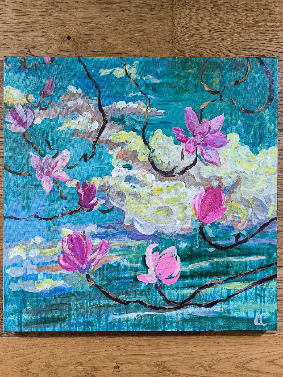 MAGNOLIA FOREVER - Fauvist Painting by  Linda Clerget