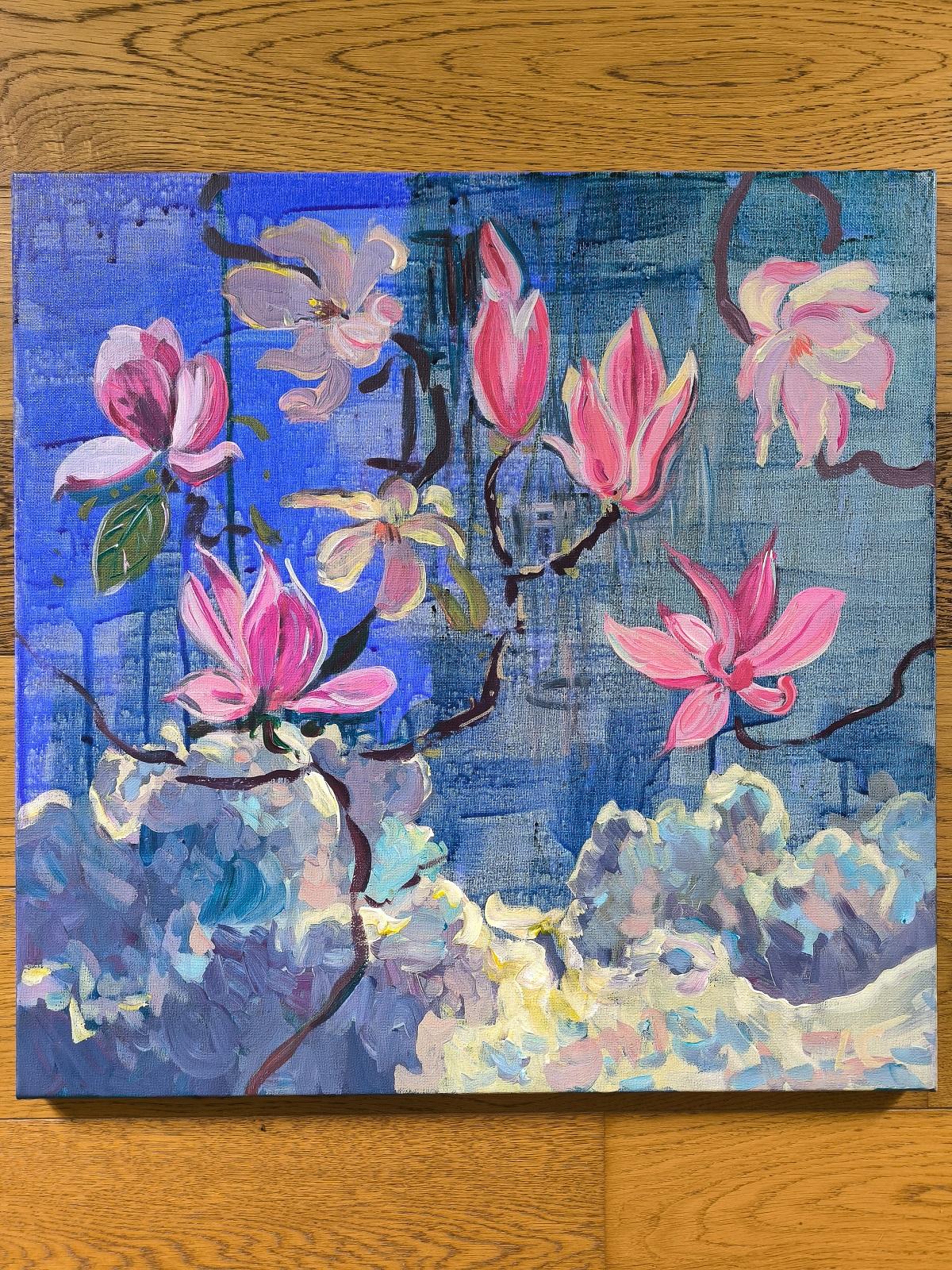 Magnolia Forever II - Painting by  Linda Clerget