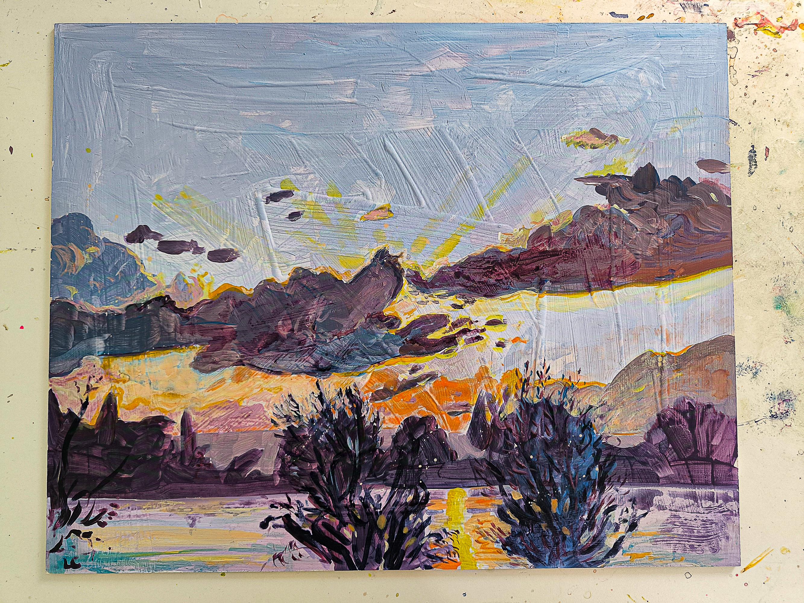 Marques de la fin du jour au retour - Painting de  Linda Clerget