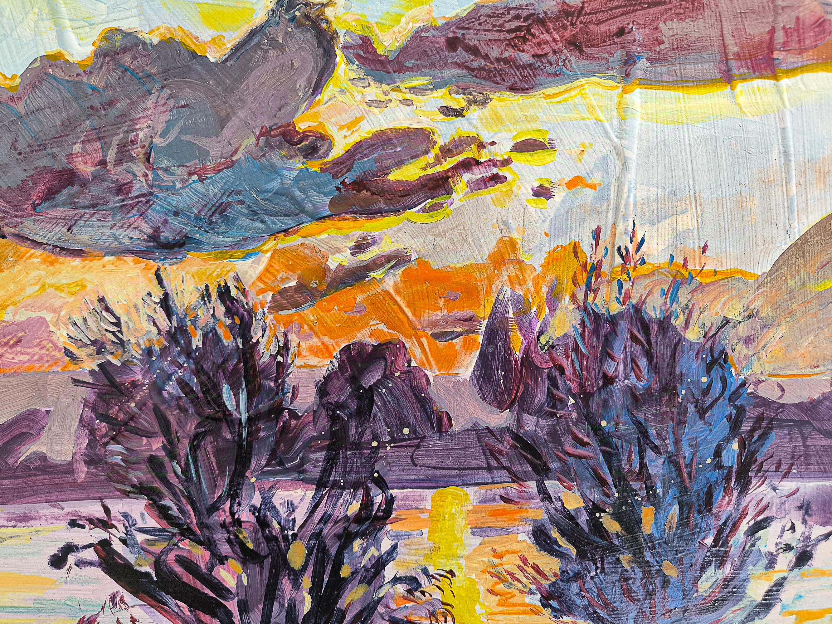Marques de la fin du jour au retour - Fauvisme Painting par  Linda Clerget