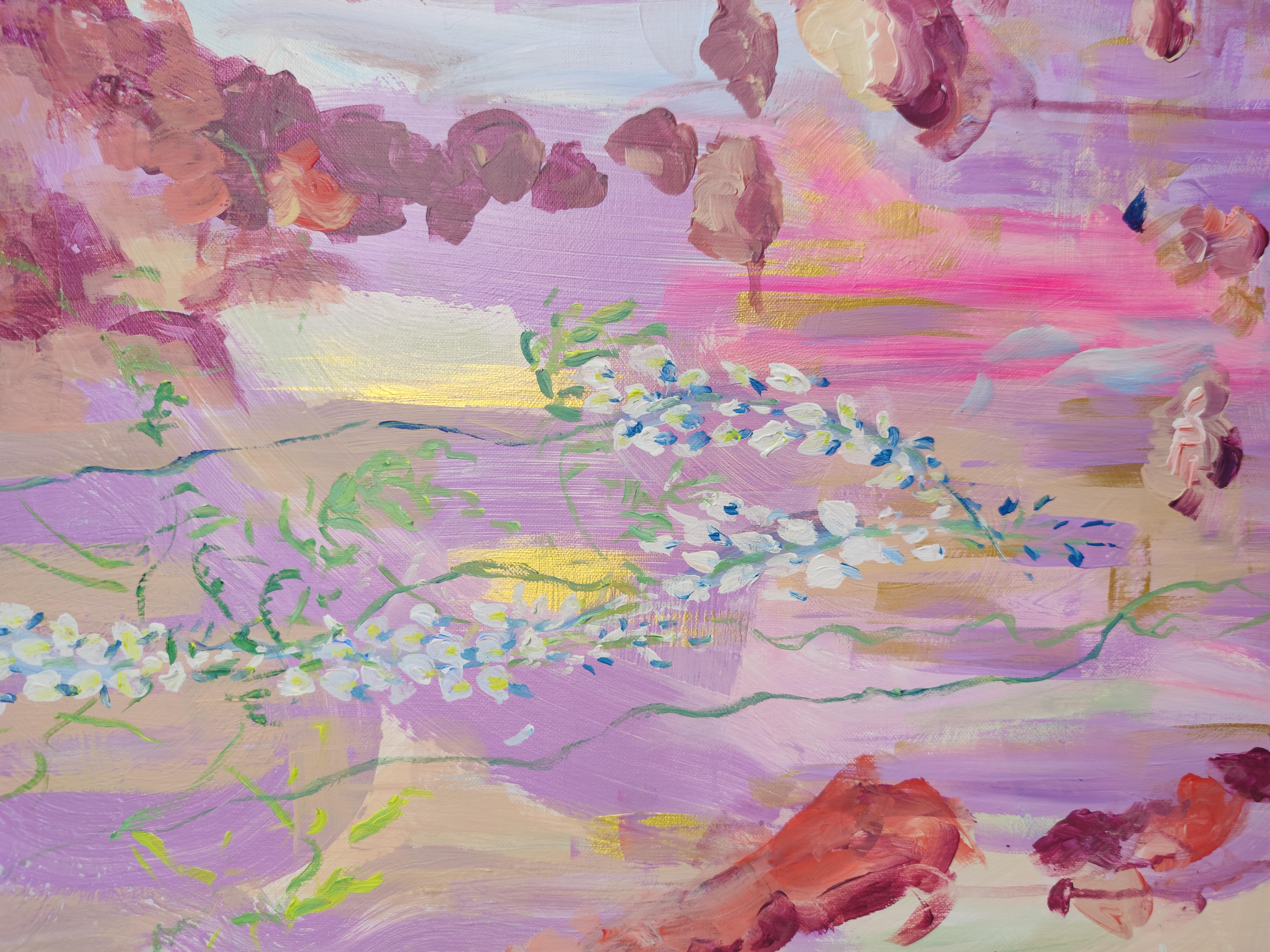 Esta vibrante pintura acrílica de Linda Clerget, titulada 