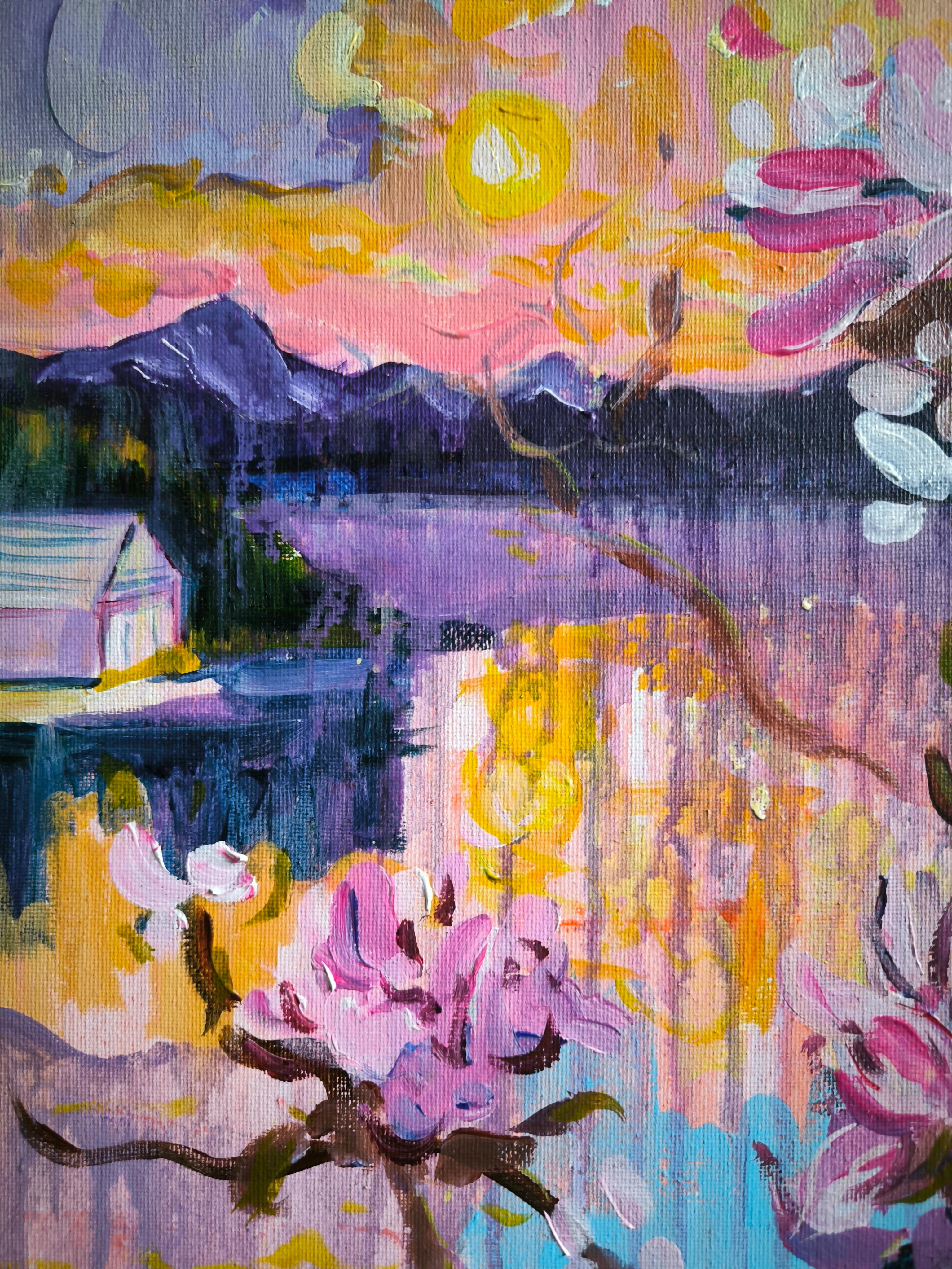 Pastel Waterside - Painting by  Linda Clerget
