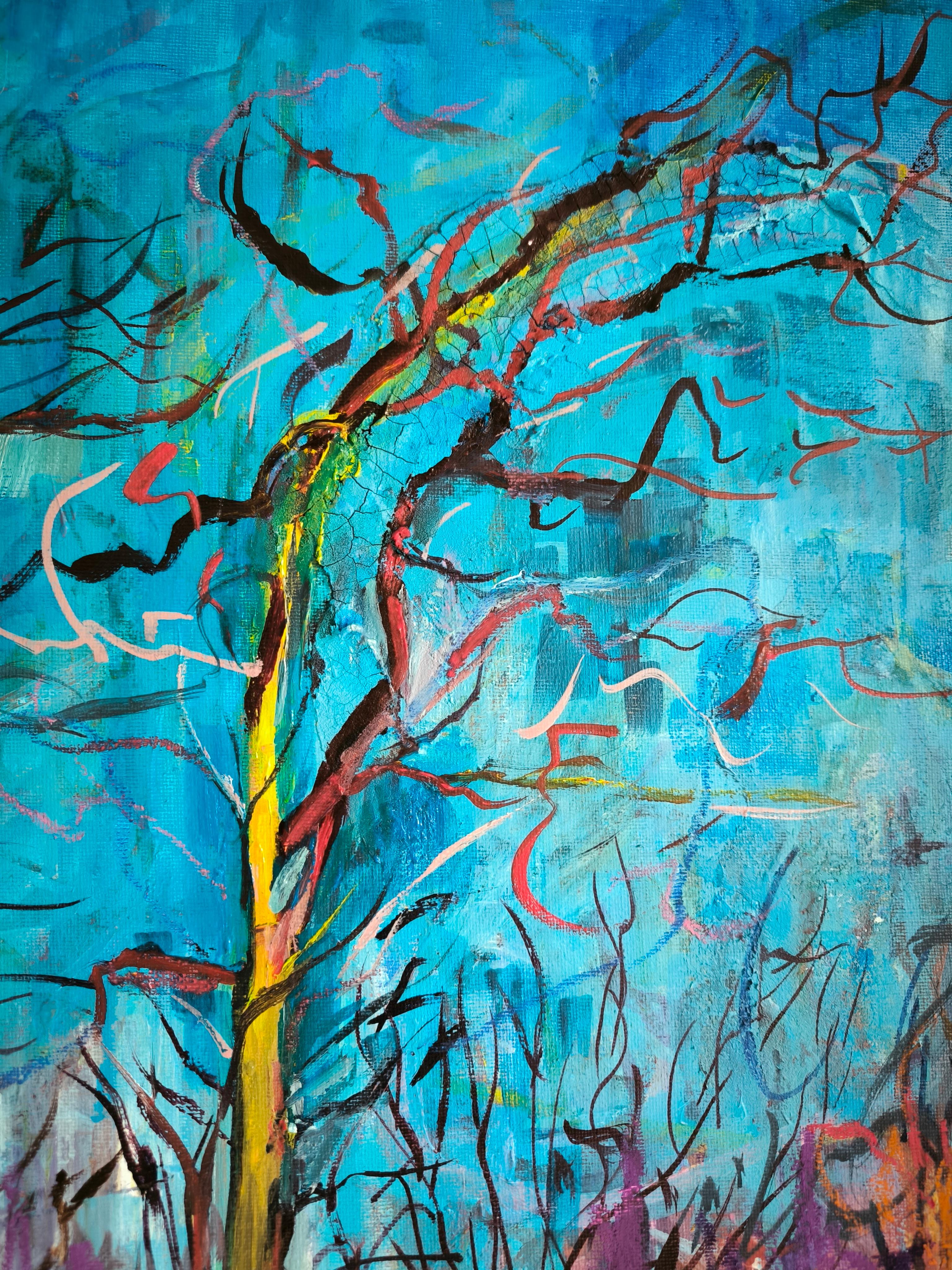 Camino de Luz - Landscape Painting Azul de  Linda Clerget
