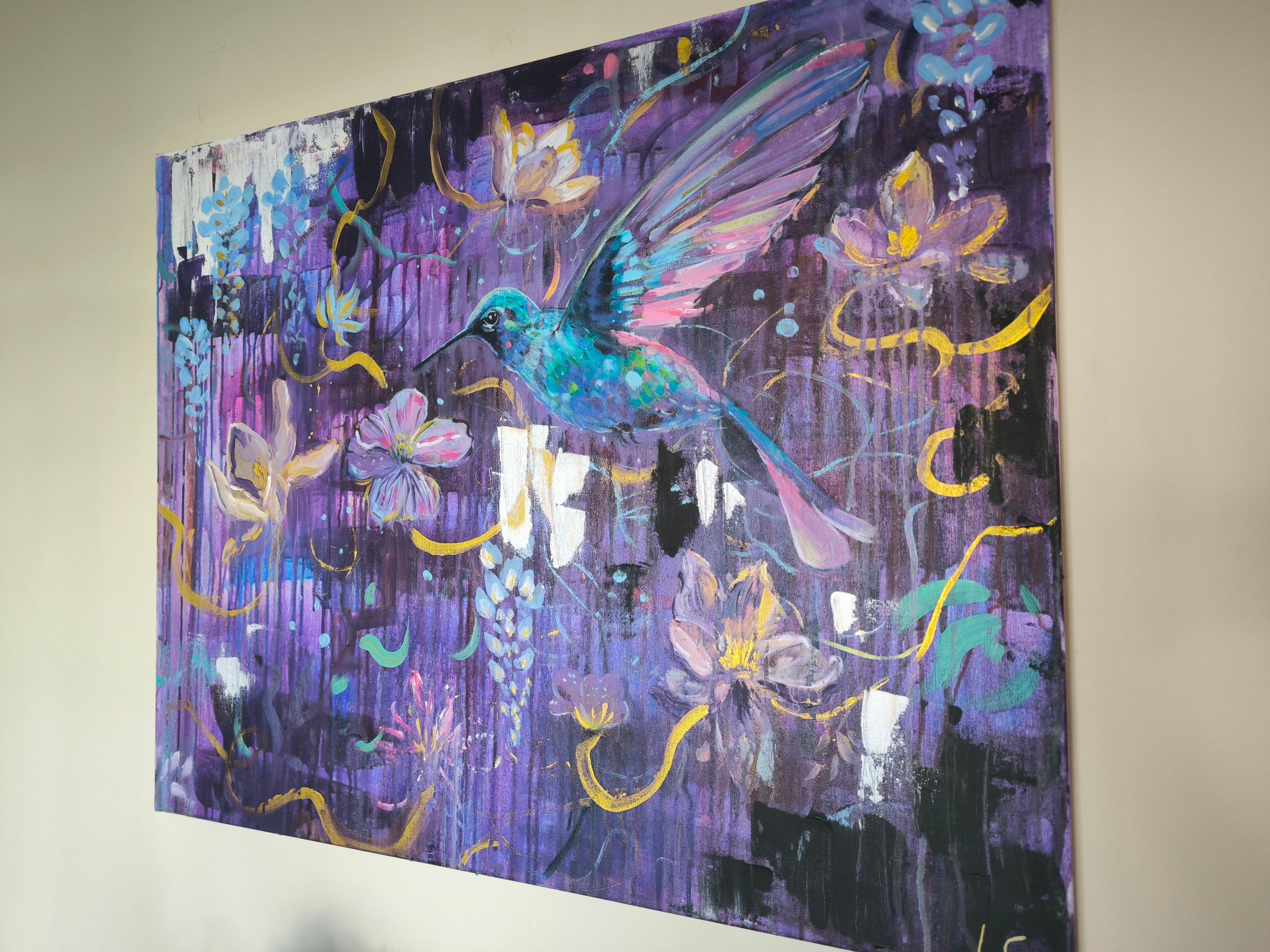 Duo viola - Painting Espressionismo astratto di  Linda Clerget
