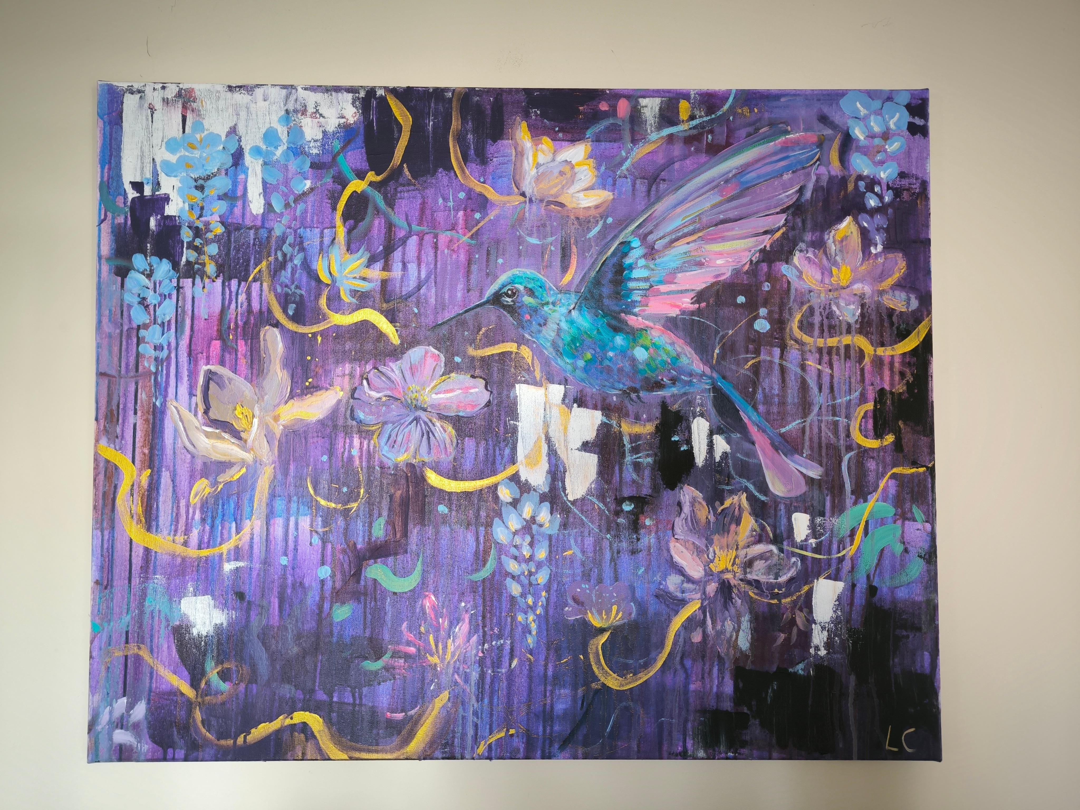 Duo viola - Abstract Painting Grigio di  Linda Clerget