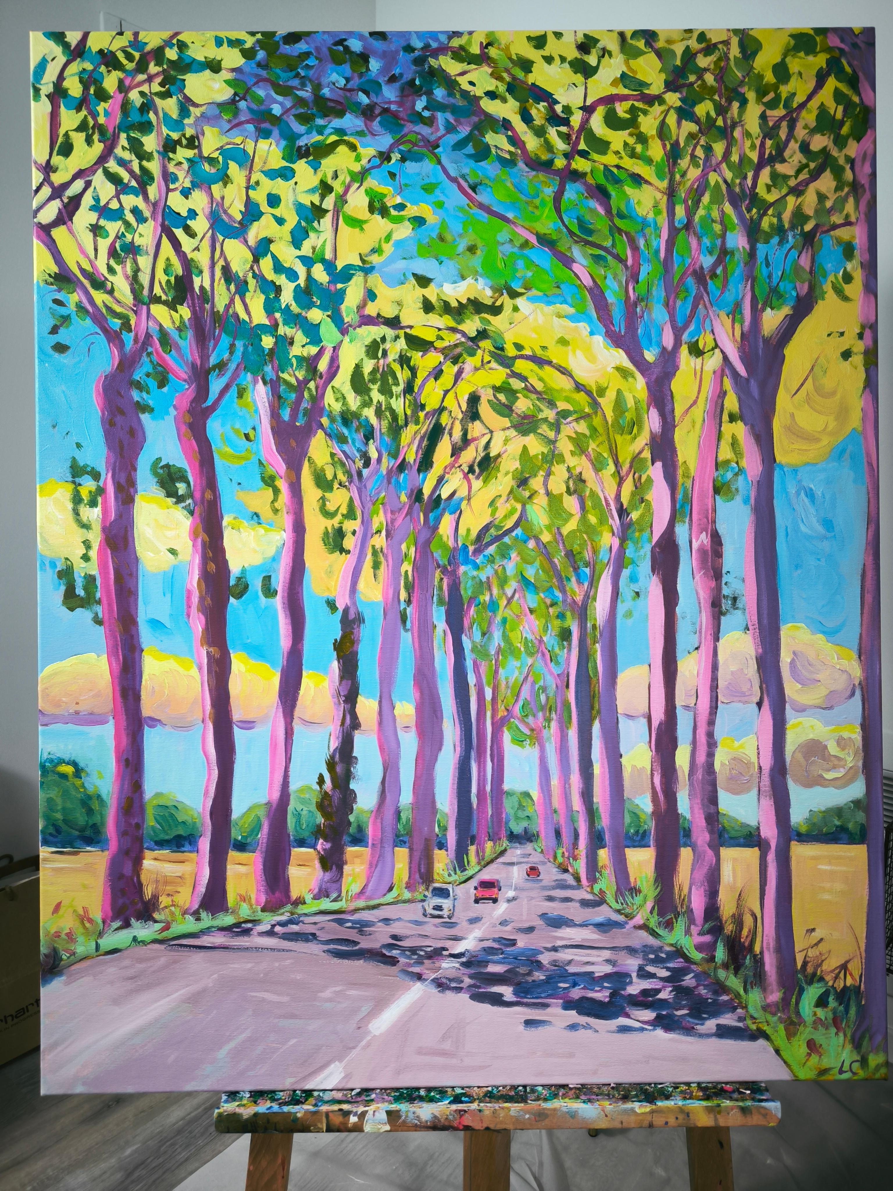 Anhelo de verano - Landscape Painting Gris de  Linda Clerget