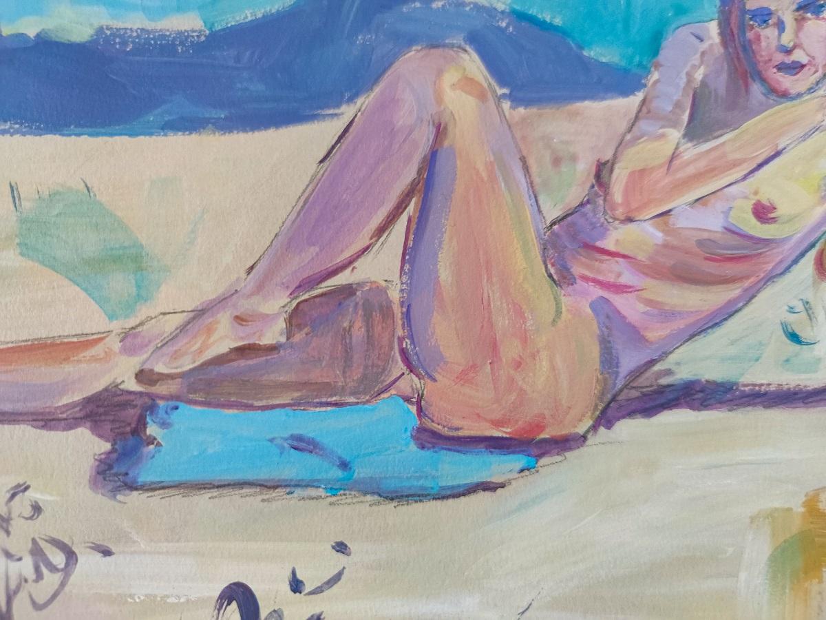 Sweet Playa - Fauvist Painting by  Linda Clerget