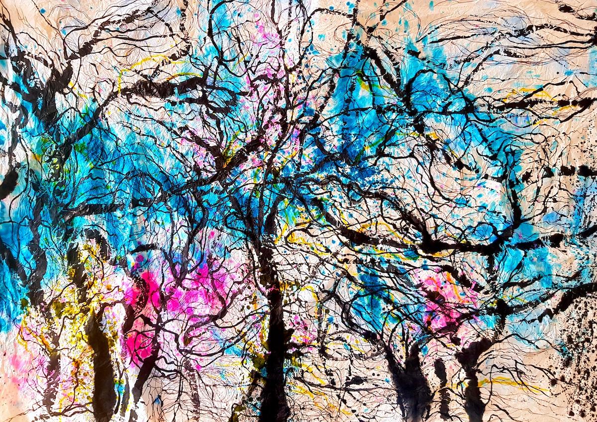  Linda Clerget Landscape Painting – Das Gedicht der Bäume