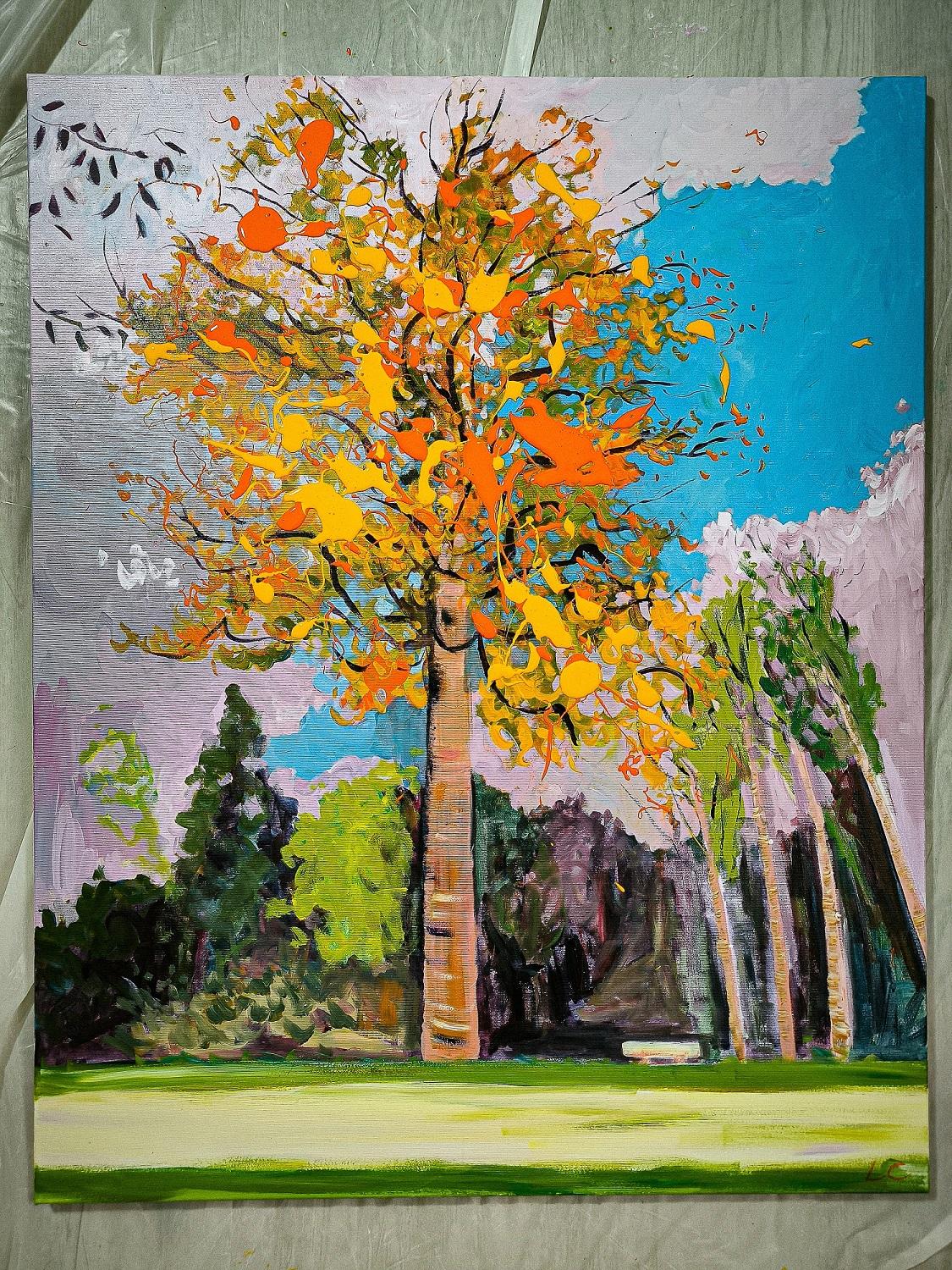 Sotto l'albero di arance - Painting di  Linda Clerget
