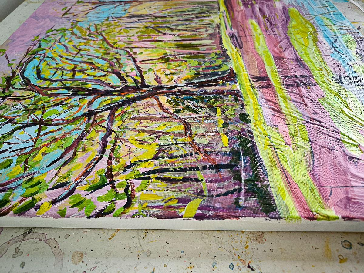 Árbol del agua - Figurative Painting Marrón de  Linda Clerget