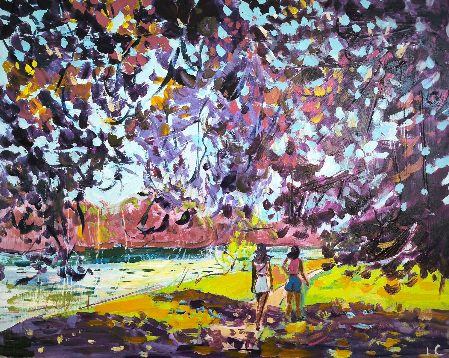 Susurros del Crepúsculo - Painting Fauvista de  Linda Clerget