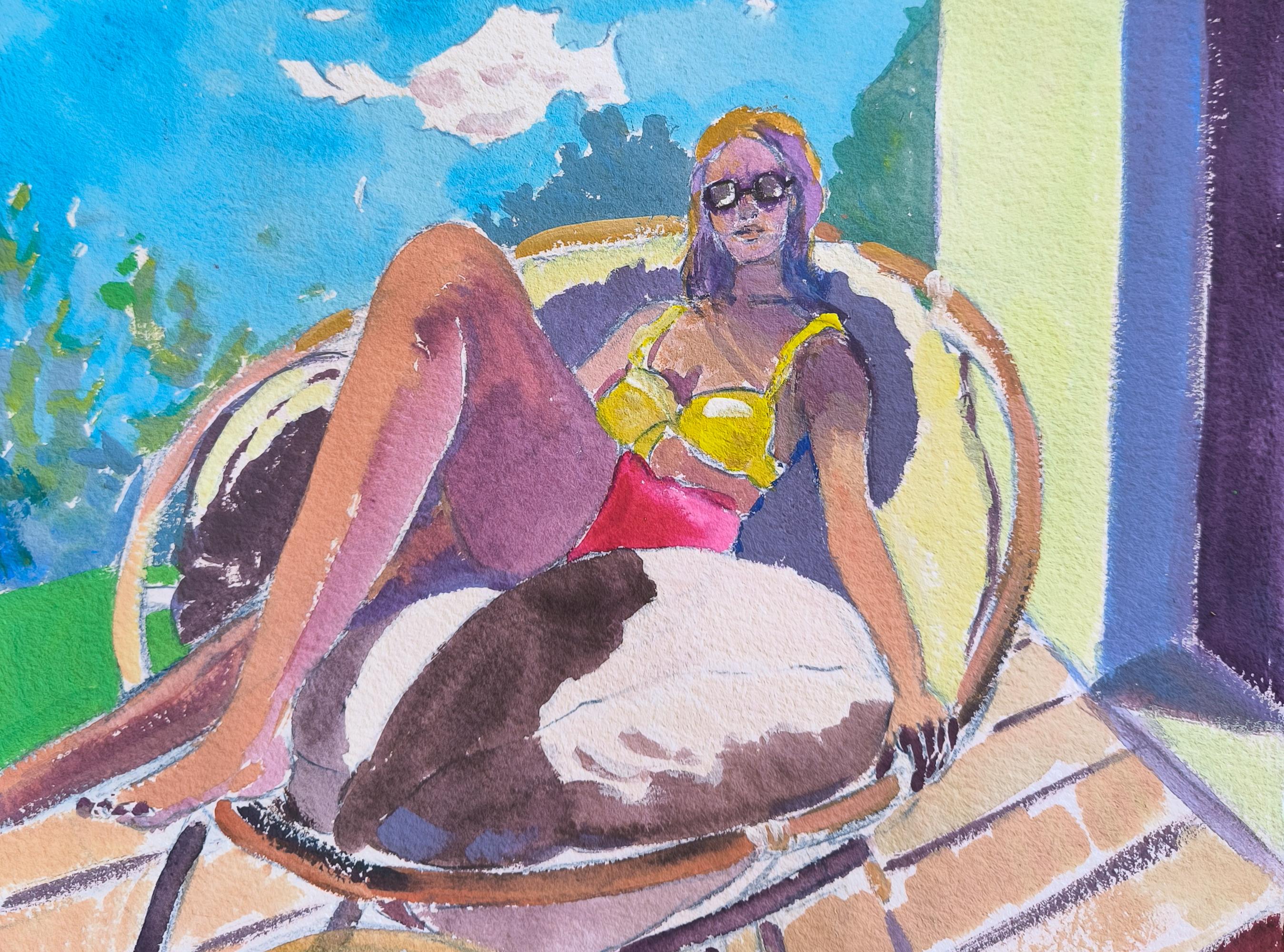 Woman in the Sun - Painting by  Linda Clerget