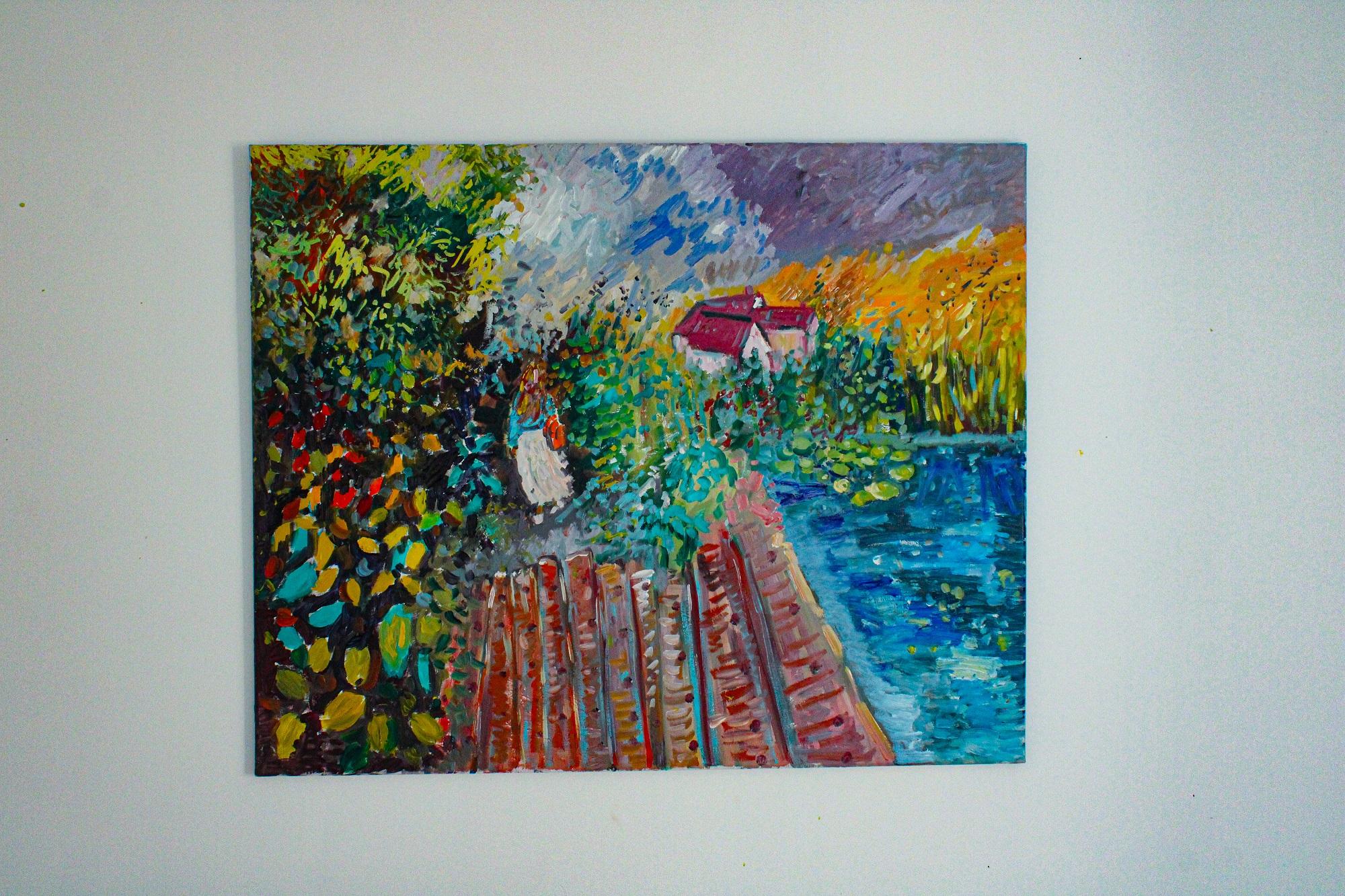 A walk in the vegetable garden - Painting by Linda Clerget