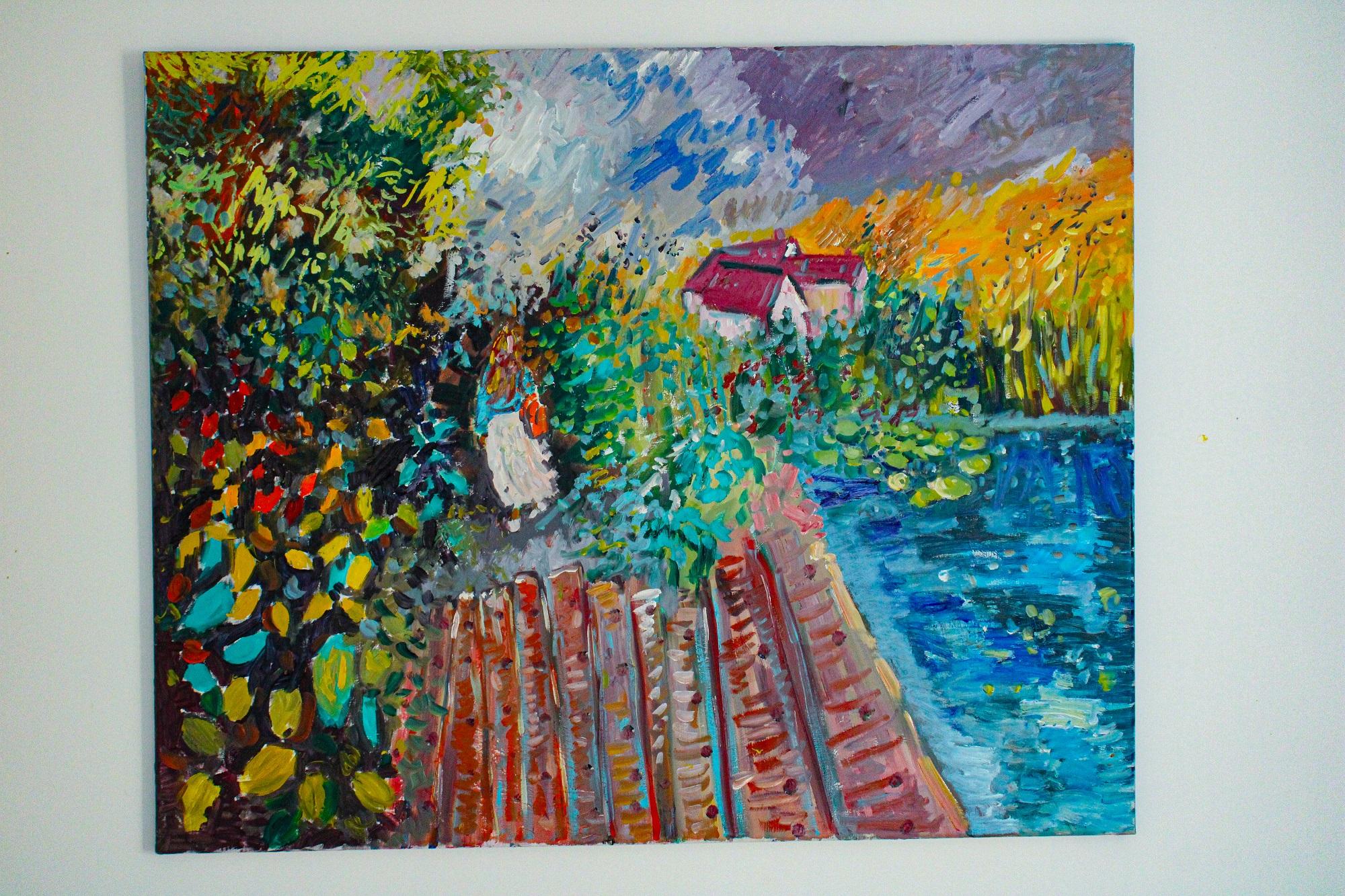 A walk in the vegetable garden - Impressionist Painting by Linda Clerget