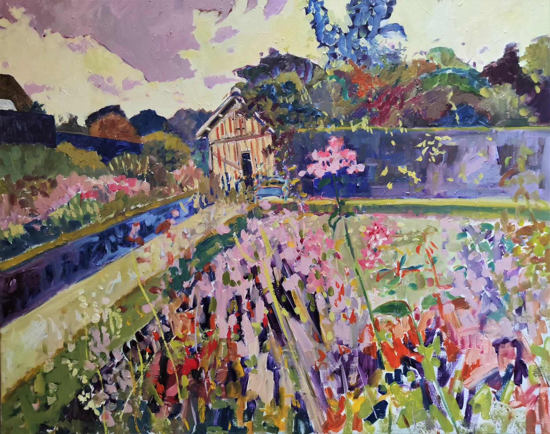 Harmony of the Normandy Countryside Diptych - Painting by Linda Clerget