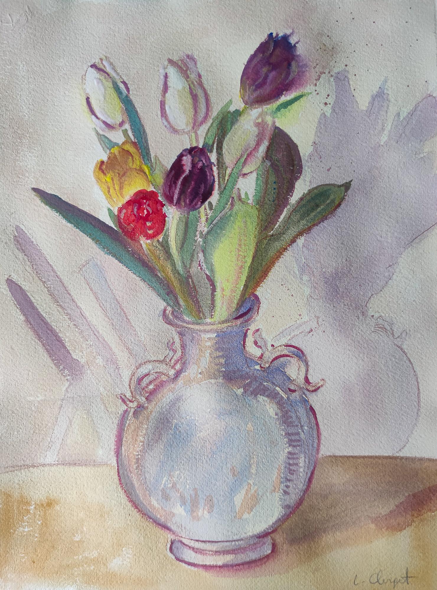 Linda Clerget Still-Life Painting - HEALING THE FLOWER VOID
