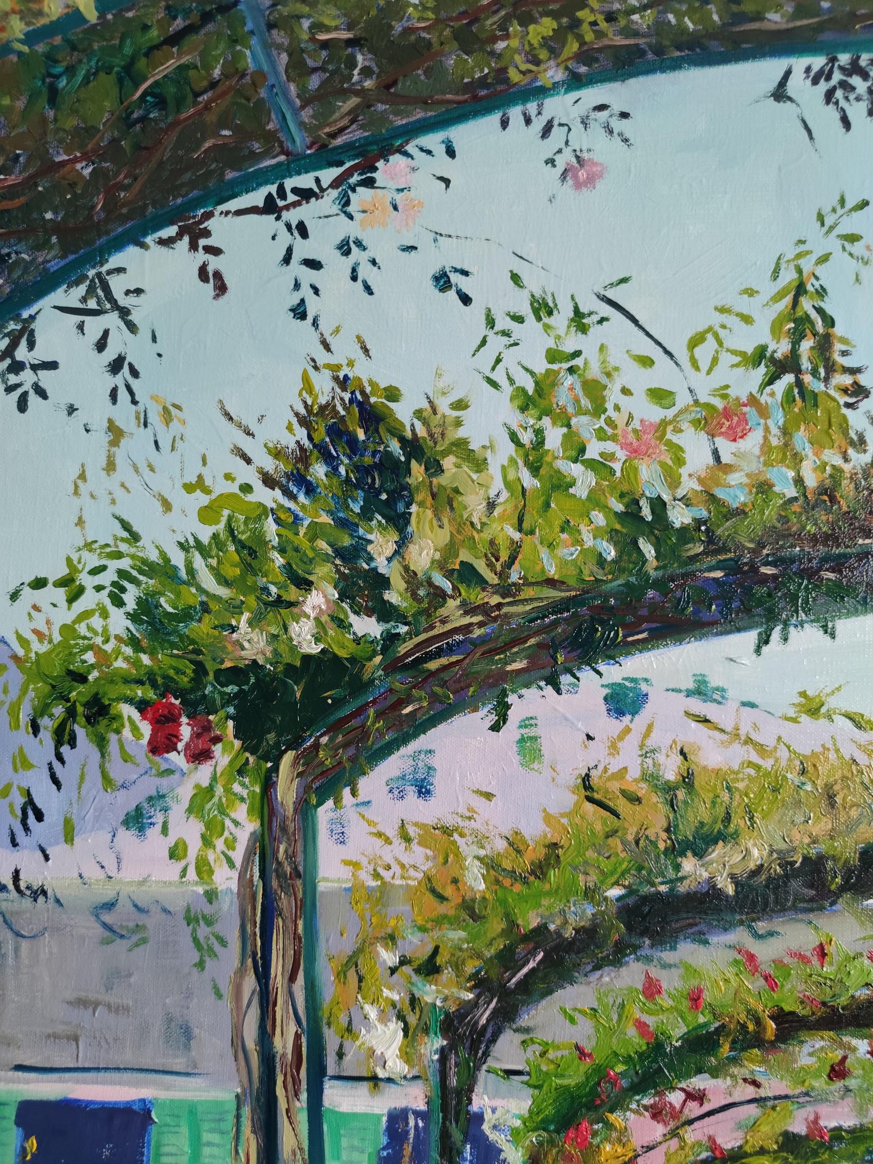 Impressionist landscape of the garden of Giverny 'Floral Walk' For Sale 1