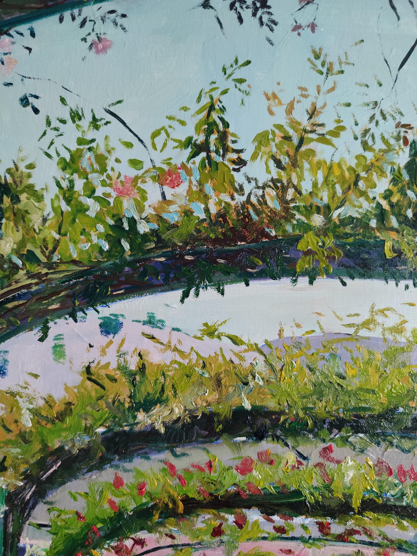 Impressionist landscape of the garden of Giverny 'Floral Walk' For Sale 2